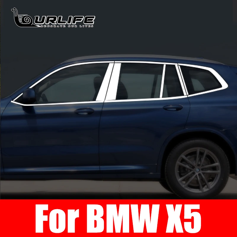 

Stainless Steel Full Window Sill Door Frame Center Pillars Molding Trims Cover For BMW X5 G05 2019 2020 2021 Accessories