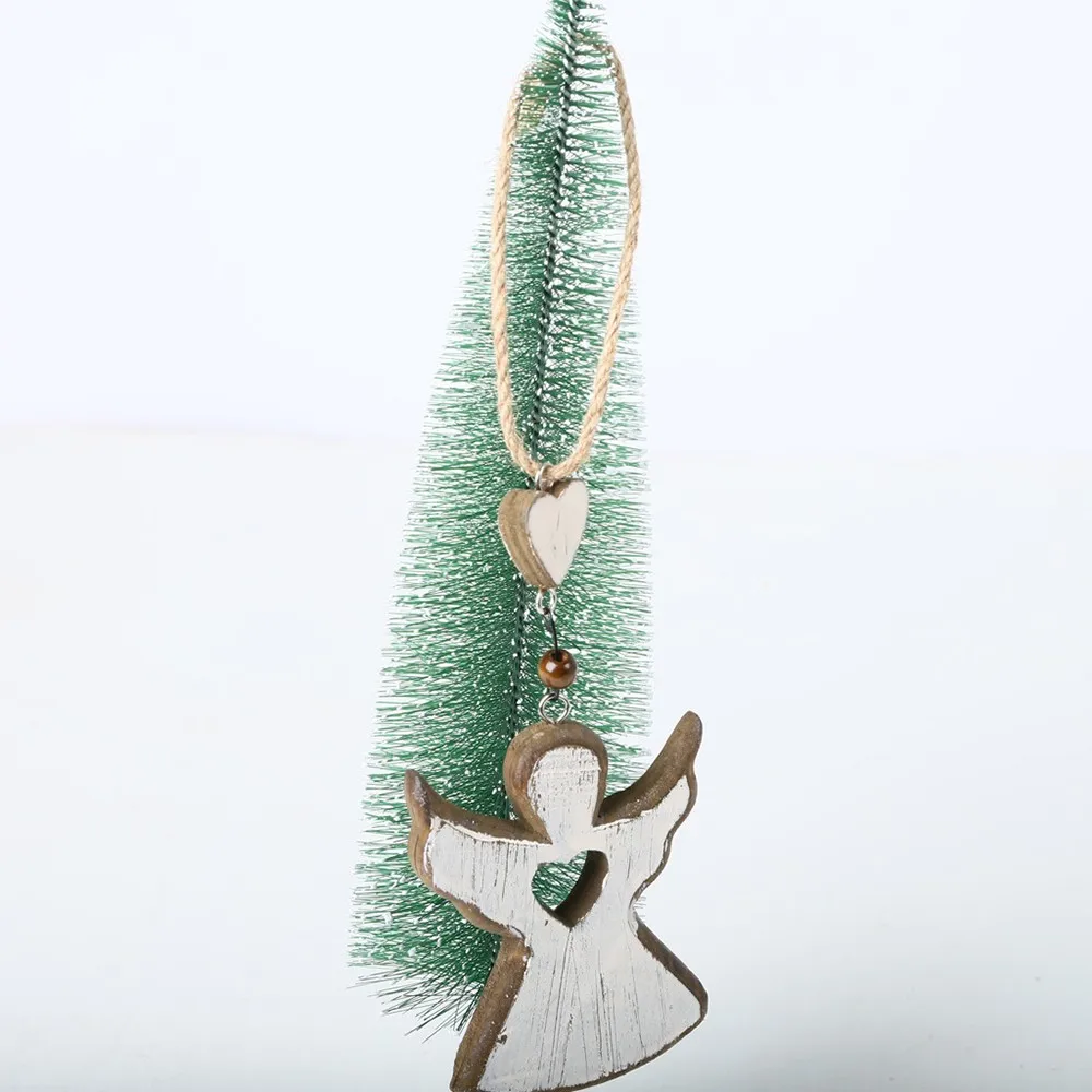 

3Pcs/set Christmas Tree Five-pointed Star Angel Decorative Crafts Pendant Wooden Vintage Country Christmas Ornament