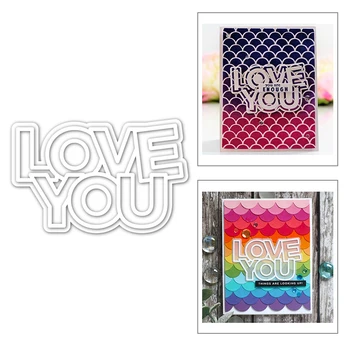 

2020 New Valentine's Day English Word Love You Metal Cutting Dies Cut For Scrapbooking Greeting Card and Paper Making no stamps