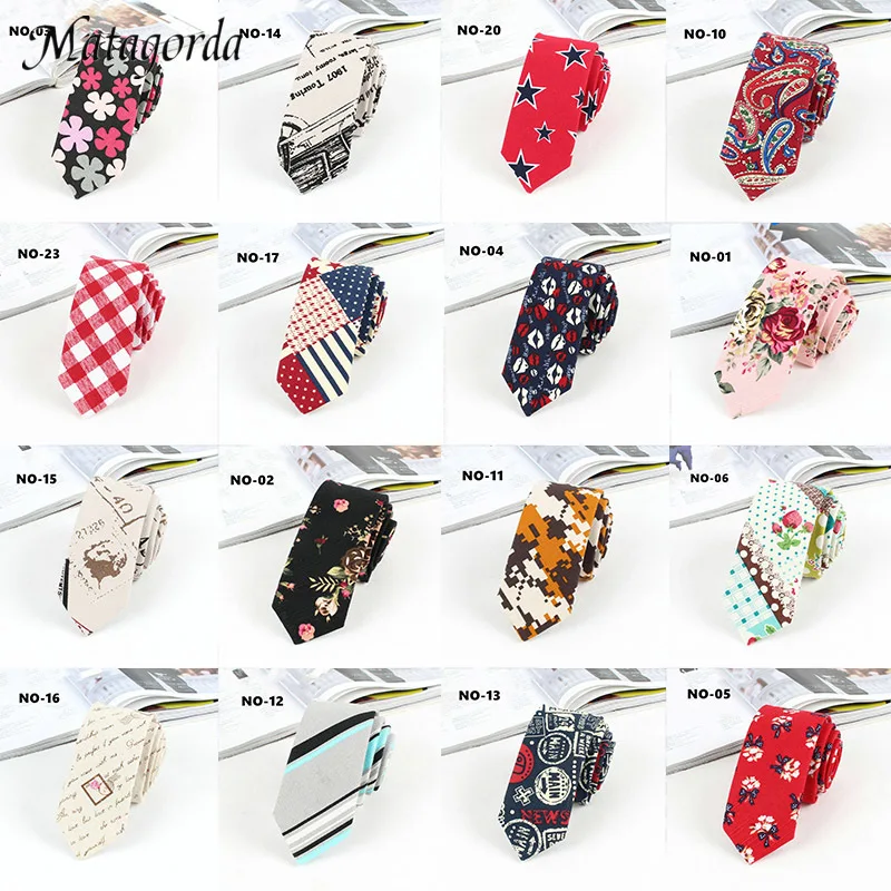 

Matagorda Men Tie 5CM Narrow Neckwear Cotton Floral Printing Necktie Holiday Festival Gift Groomsmen Gravata Cravat Neck Tie