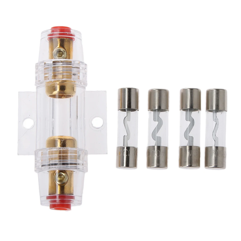 Car Audio Stereo AGU Fuse Holder Box 4 / 8 Gauge Wire With 4pcs 30 AMP Fuses