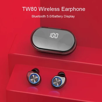 

TW80 Wireless Bluetooth Earphone Sports Waterproof with Microphone Wireless Headphones Headsets Touch Control Music Earbuds