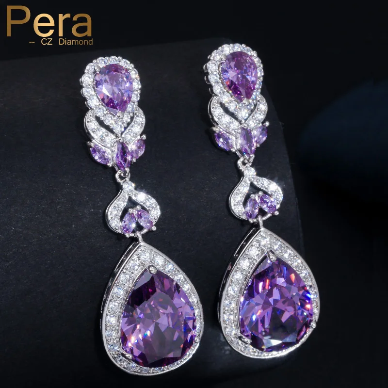 Серьги вечерние Вески женские серебряные с фианитом в форме груши|cubic zirconia drop