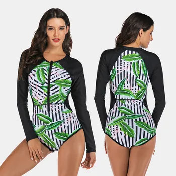 

Plus Size S-2XL Rash Guard Tankini Bathing Suit Long Sleeve Women Swimwear with Long Sleeve Bikini Surf New Surfing Biquini 2020