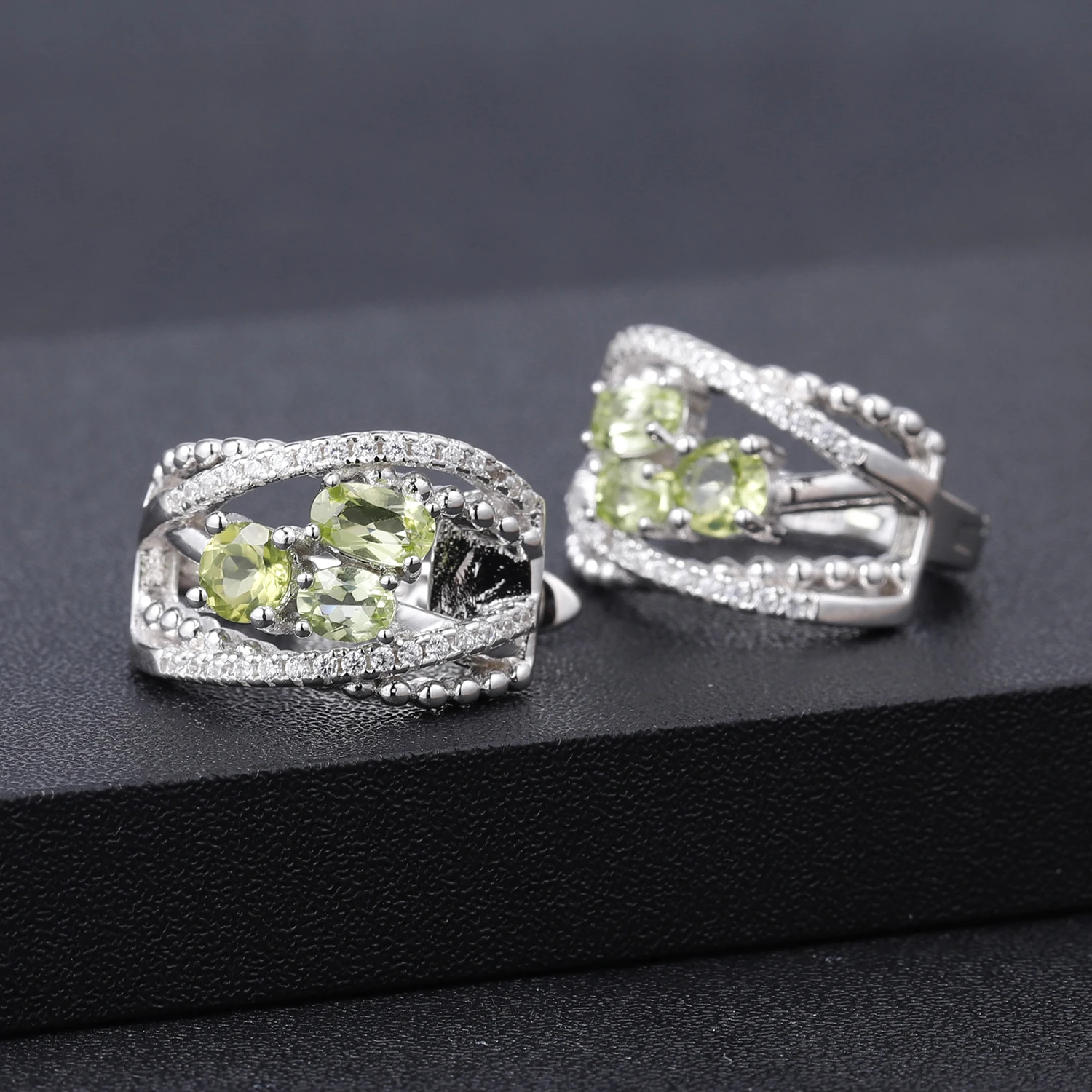 GEM'S BALLET 1.51Ct натуральный перидот драгоценный камень серьги 925 пробы-серебро-ювелирные изделия женские простые элегантные серьги хорошее ювелирное изделие