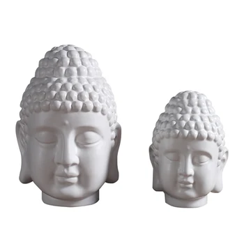 

Chinese Buddha Head Statue Home Decoration Ornament Ceramic Figurines TV Cabinet Decor Home Decoration Accessories