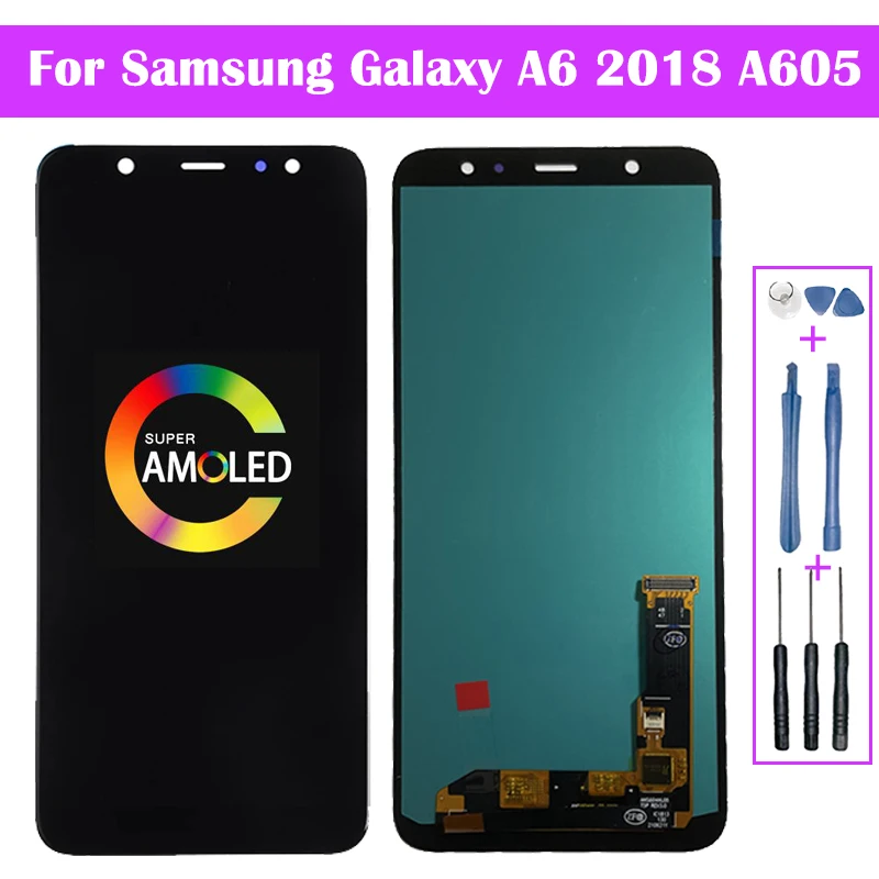 Super AMOLED для Samsung A6 + A605 A6050 ЖК-дисплей сенсорный экран дигитайзер Galaxy LCD Plus |