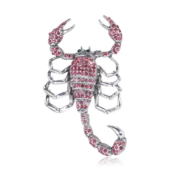

New Crystal Animal Scorpion Brooch Metal Insect Lapel Pins Fashion Suit Shirt Corsage Women and Men Clothing Accessories Jewelry