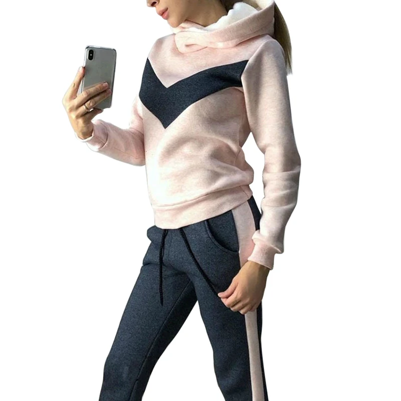 Спортивная одежда для бега для женщин зимние спортивные костюмы плюс бархатные толстовки пальто штаны на шнуровке флисовый теплый спортивный костюм утепленная одежда - Цвет: Dark Gray