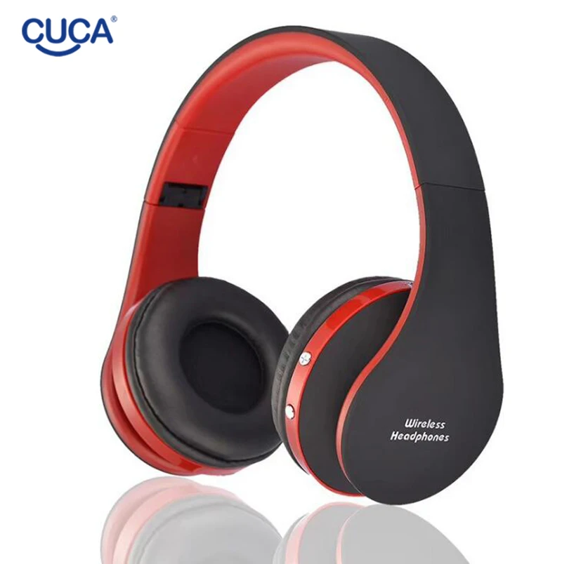 CUCA Wireless Bluetooth 5 0 Head Mounted Headphones Folding Stereo Bass Headset Earphones HIFI Noise Cancelling Headset with mic
