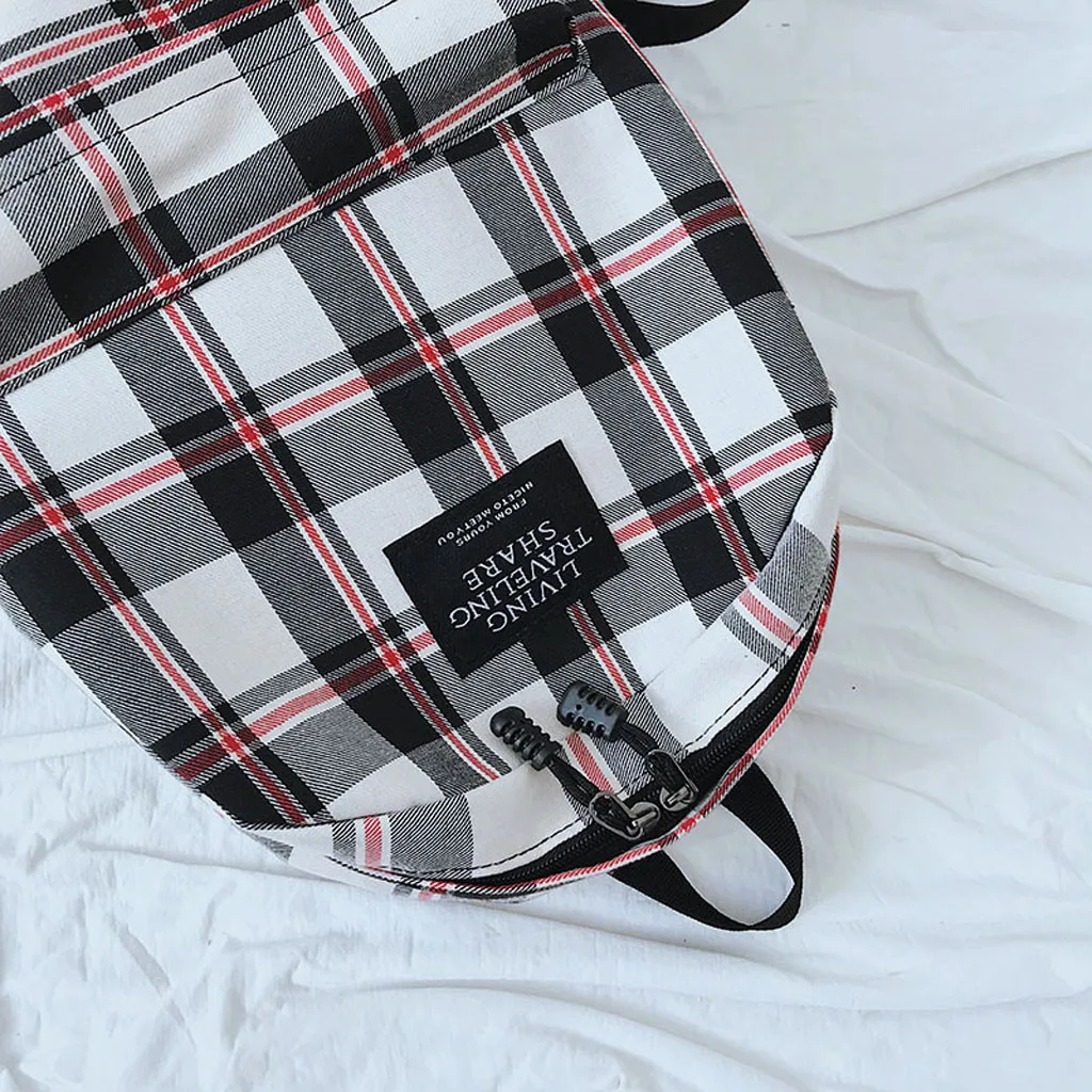 Kid's Plaid Canvas School Backpack