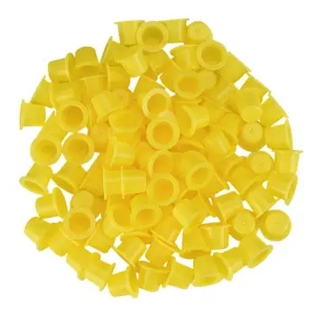 

100pcs Plastic Yellow Blue Small Number Permanent Makeup Tattoo Ink Cups Pigment Caps Tattoos Color Cup Accessories