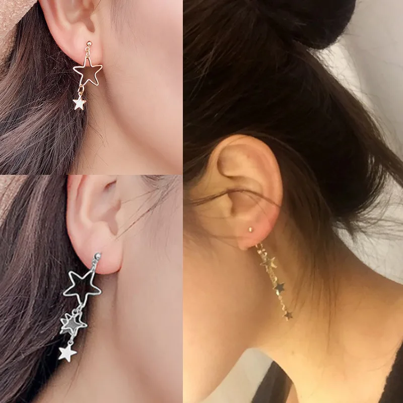 Oorbellen серьги и свежий темперамент Асимметричный полый звезды маленькие