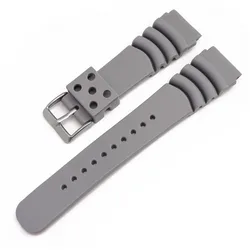 Waterproof Silicone Diving Watch Strap - Durable Sport Wristband Replacement - 22mm (Grey S)