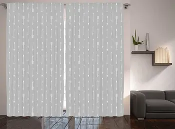 

Arrows Curtains Retro Pattern Arrow Triangle Shape Simple Minimalist Geometric Artwork Living Room Bedroom Window Drapes Grey