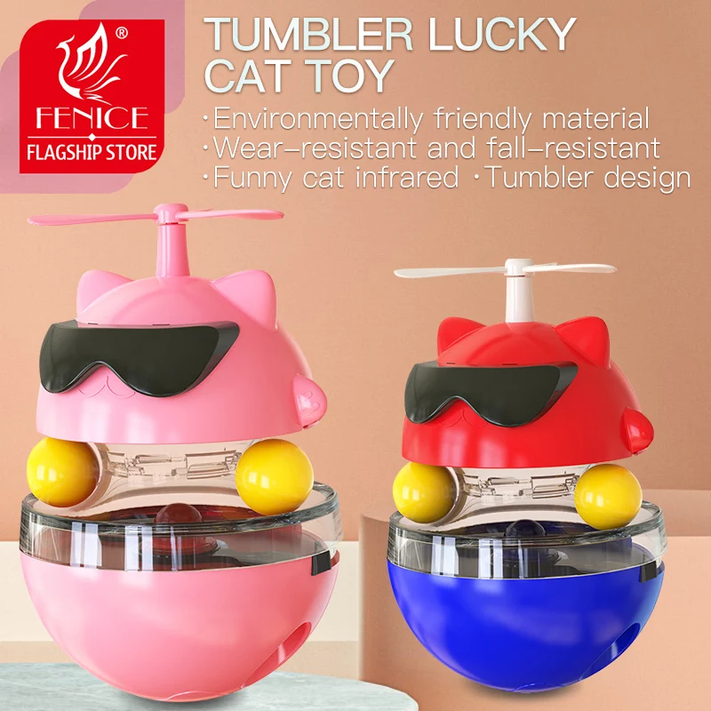 

Fenice Automatic Cat Laser Toy Interactive Smart Teasing Pet LED Laser Tumbler Windmill Leaky Food Ball Supplies Toy for Cat