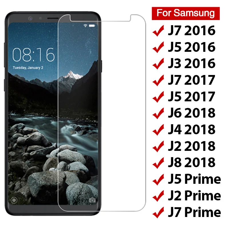 Закаленное стекло для Samsung Galaxy J3 J5 J7 2016 2017 J2 Prime Защита экрана J4 J6 J8 2018 Защитная