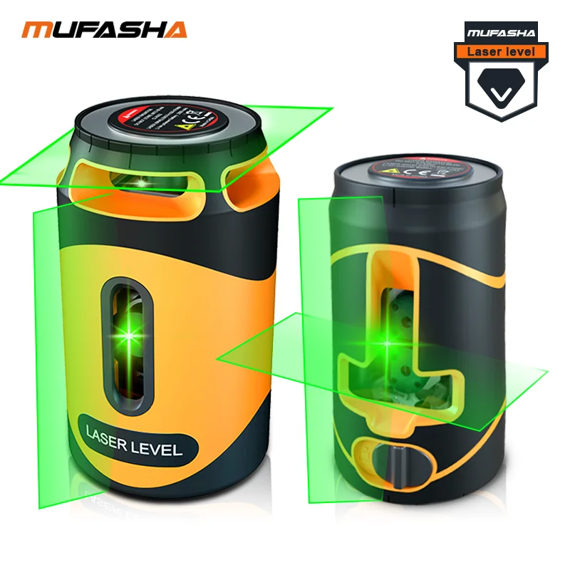 MUFASHA Laser Level Green 2 Lines 5 Double-side Magnetic. Li-Battery Built-in. Brightness Adjustable | Инструменты