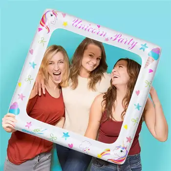 

Inflatable Frame Unicorn Frame Photo Booth Props Blow Up Party Props Party Selfie Picture Frame For Baby Shower Party (71x71cm)