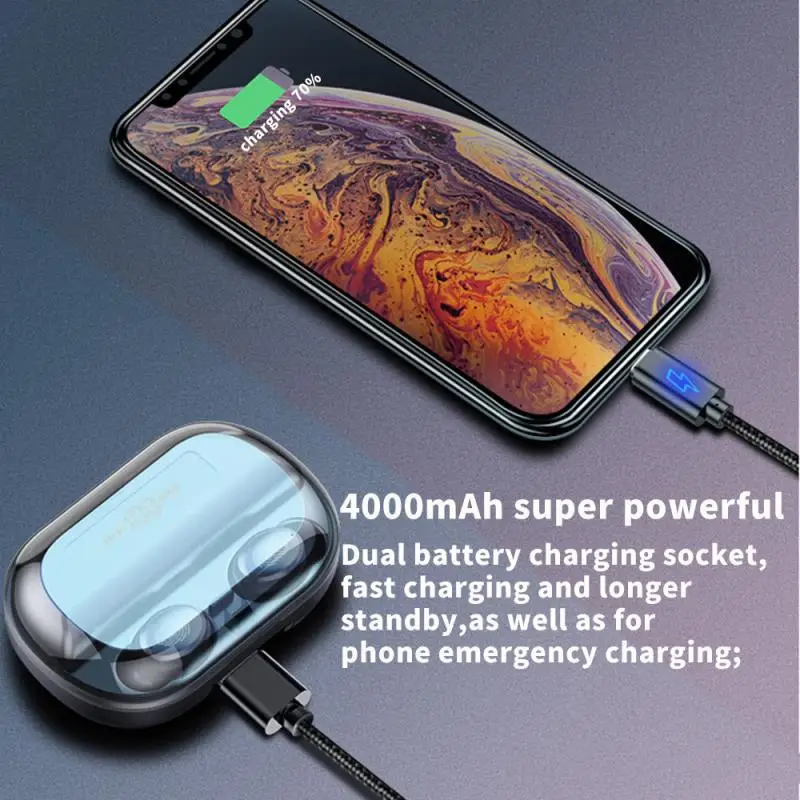 TWS 5,0 Bluetooth наушники 9D стерео беспроводные наушники IPX7 водонепроницаемые наушники спортивные наушники с аккумулятором 4000 мАч