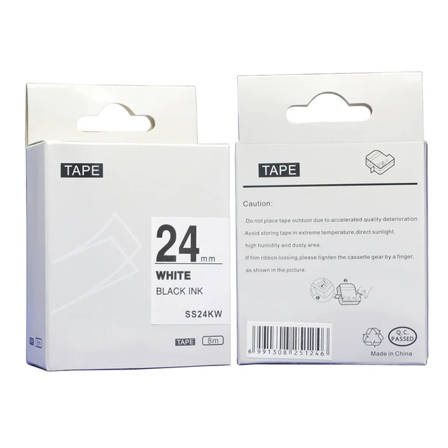 $US $99.60 Label Cassette Black On White 24mm*8M SS24KW 100% Compatible Label Tape for EPSON/KingJim Label Printers