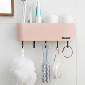 

Household Toothbrush Holder Storage Rack Large Capacity Toothpaste Rack Punch-free Bathroom Accessories Porta Cepillo Dental
