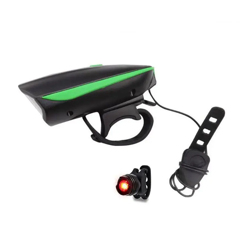 Green Model 2 Велосипедный Головной фонарь с колокольчиком usb зарядка фары горного велосипеда - Цвет: Green Model 2