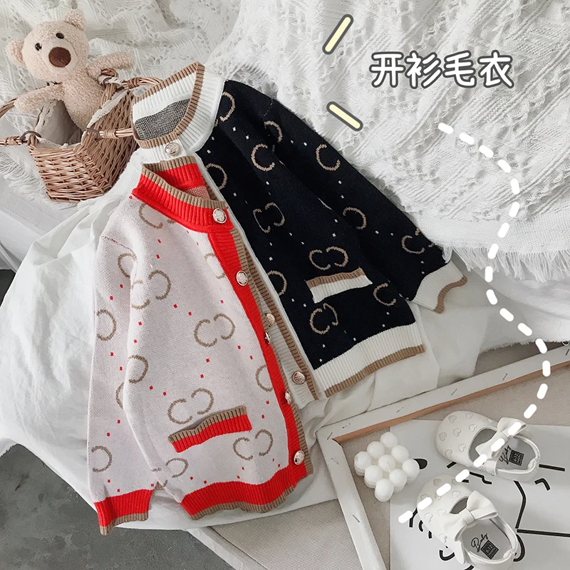 

Girls' Knitwear Cardigan Children's Round Neck Single-breasted Sweater Winter Baby Clothes Cardigan Autumn Fall Toddler Outfits