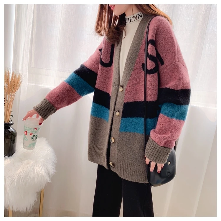 H.SA Women Long Sweater and Cardigans Vneck Single Breasted Knit Jacket and Sweater Ponchoes Korean Oversized Sweater Coat