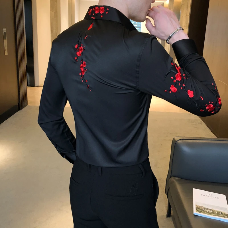 Camisas De Hombre Long Sleeve Shirts For Men Clothing Simple Slim Fit Embroidered Men's Social Shirts Dress long sleeve shirt men casual shirt
