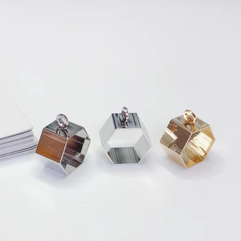 

DIY Handmade Materials White K Gold Plated Brass Hanging Hexagon Geometric Eardrop Jewelry Findings Necklace Accessories 8pcs