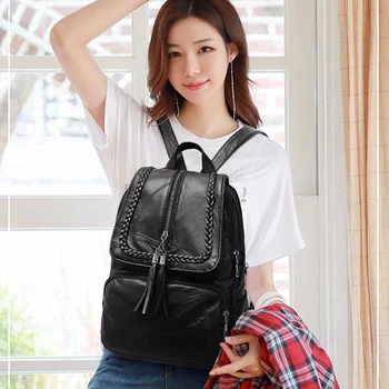 

Summer Women Backpack For Teenage Girls Female School Shoulder Bag Bagpack High Quality Youth Leather Backpacks