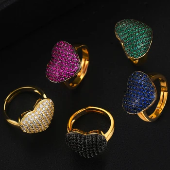 

GODKI 3pcs Set Heart Charms Jewelry Sets for Women Wedding Statement Necklace Bracelet Ring Cubic Zirconia Earrings Jewelry Set