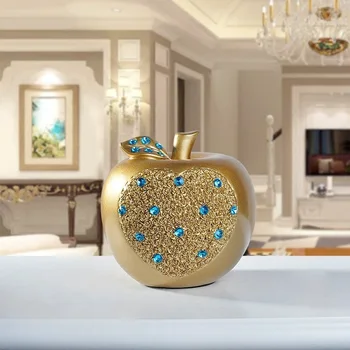 

European Creative Apple Art Sculpture Safely Plant Statue Resin Craft Christmas Show Window Decorations For Home R3459