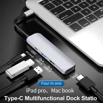 

USB 3.0 Type-C Hub To HDMI Adapter 4K HD Type-C Hub with USB 3.0 USB 2.0 for MacBook Pro/Air 2018/2019