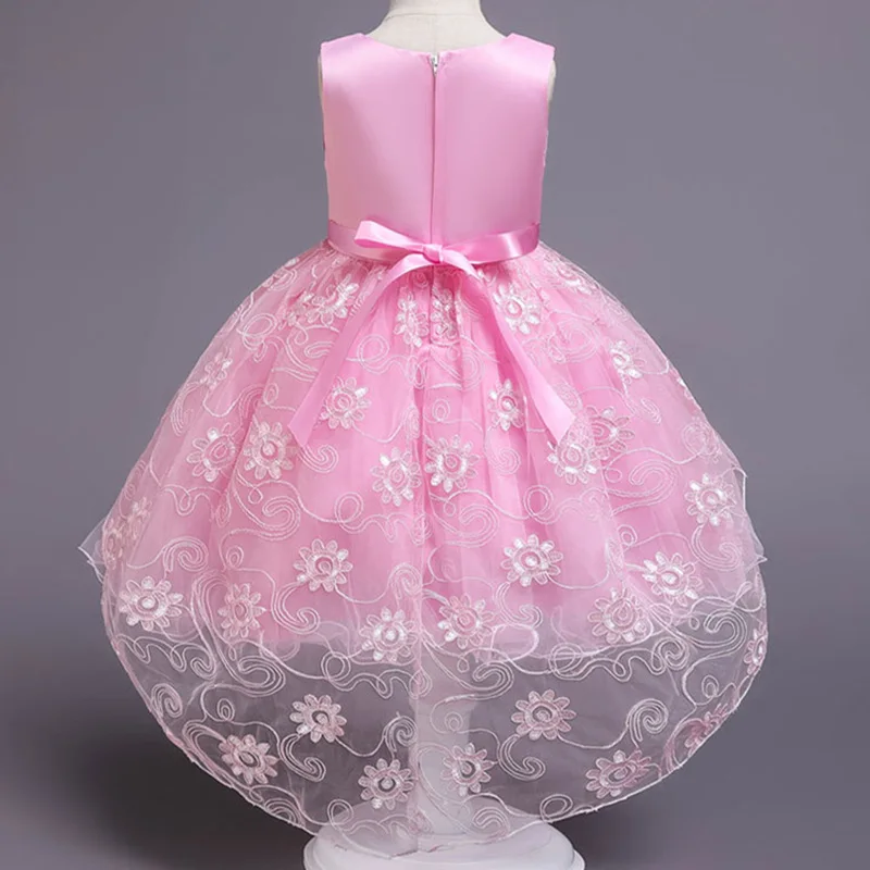 INS/платье с блестками для девочек; кружевное платье принцессы со шлейфом и цветами; Vestido; Детские платья для девочек; детское праздничное платье для свадьбы; От 3 до 8 лет