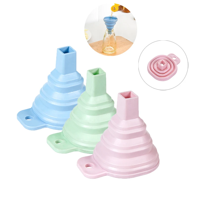 Angoter Silicone Funnel Foldable Oil Milk Liquied Funnel Kitchen Tool Multi-function Beads Container Convenient Diamond Painting Tool Random Color 