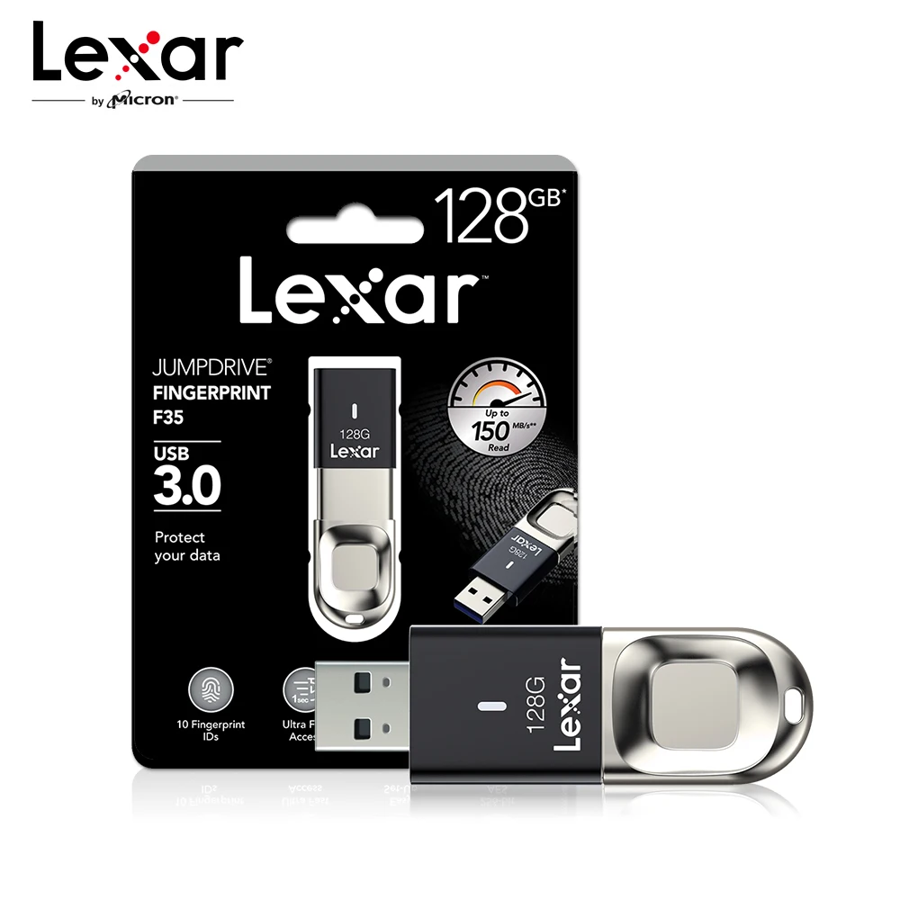 Lexar Распознавание отпечатков пальцев USB 128 Гб 64 ГБ 32 ГБ F35 USB 3,1 флеш-накопитель 150 МБ/с./с высокоскоростная карта памяти