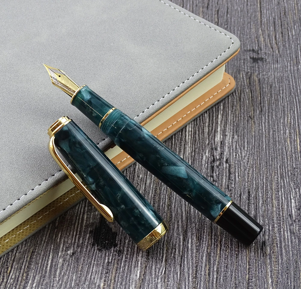 Перьевая ручка Hongdian 960 из акриловой смолы темно-зеленая серия Nebula EF/F чернильная Nib