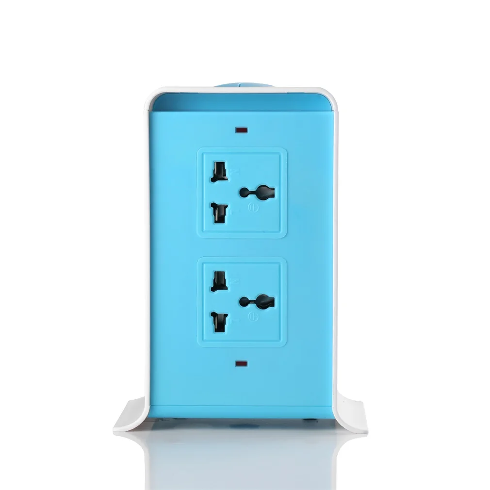 ABS+ Fireproof 8 Outlet 4 USB Power Surge Protector Tower Strip Vertical Power Cord Desktop Socket US/UK/EU Plug JW-501