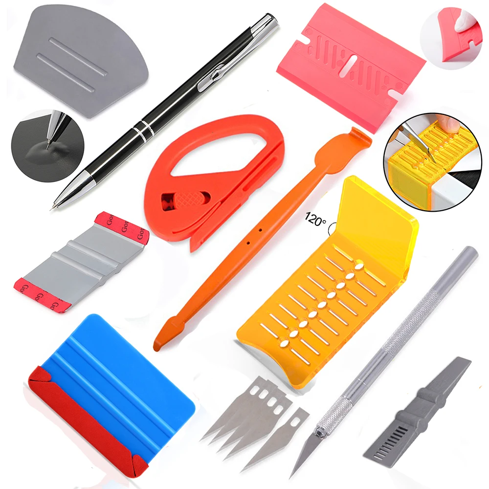 

FOSHIO Vinyl Car Wrap Tool Kit Magnet Tuck Squeegee Cut Aid Measure Scraper Carbon Fiber Film Cutter Window Tint Wrapping Tool