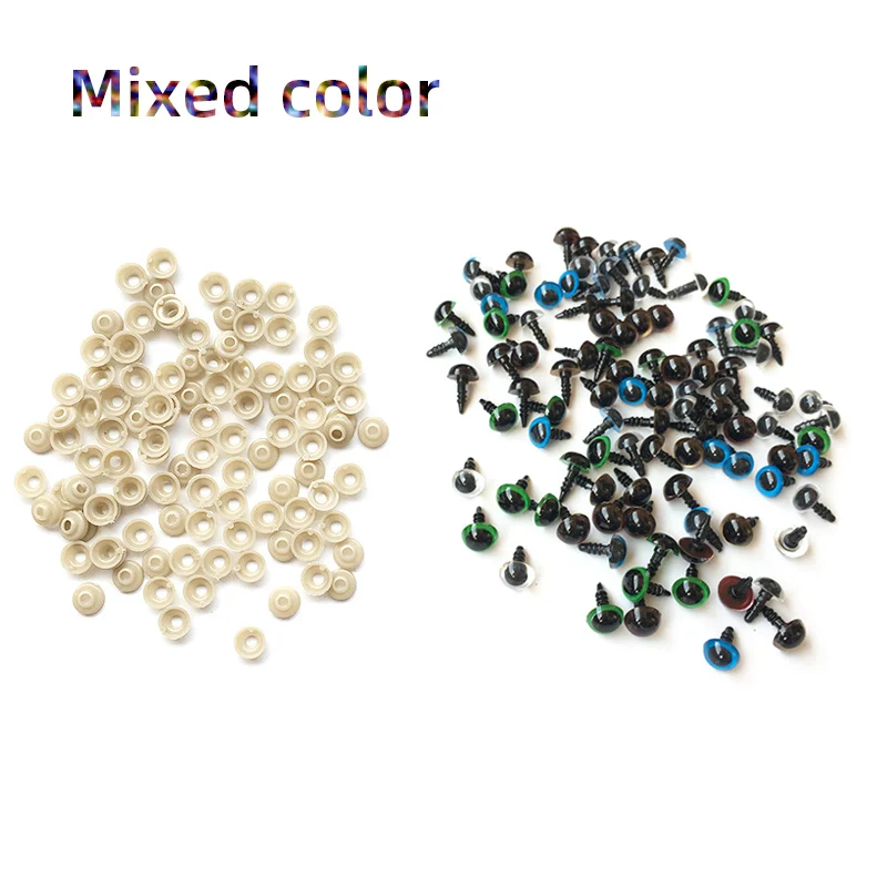 100pcs 8/10/12/mm Mix Color Plastic Safety Eyes Crafts Animal Bear DIY Dolls Puppet Accessories Stuffed Toys with Washer 15