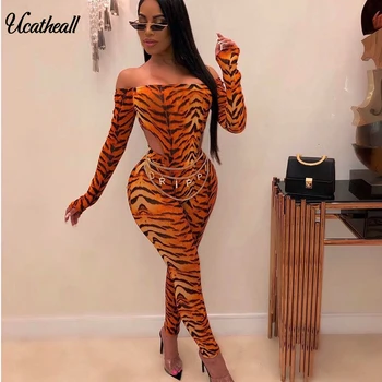 

Striped Off Shoulder Sexy Long Sleeve Slim Jumpsuit Auutmn Women Fashion High Waist Streetwear Club Bodycon Female Body