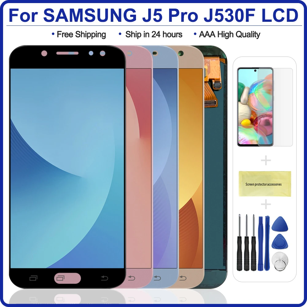 100 Test J530 Lcd For Samsung J5 17 Display Touch Screen Digitizer Assembly Replacement J5 Pro J530 J530f Lcd Adjustable Mobile Phone Lcd Screens Aliexpress