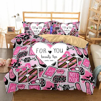 

BEST.WENSD High heels/ lipstick 2/3pcs/sets duvet cover bedding western style girl Ladies'bedding birthday present quilt cover