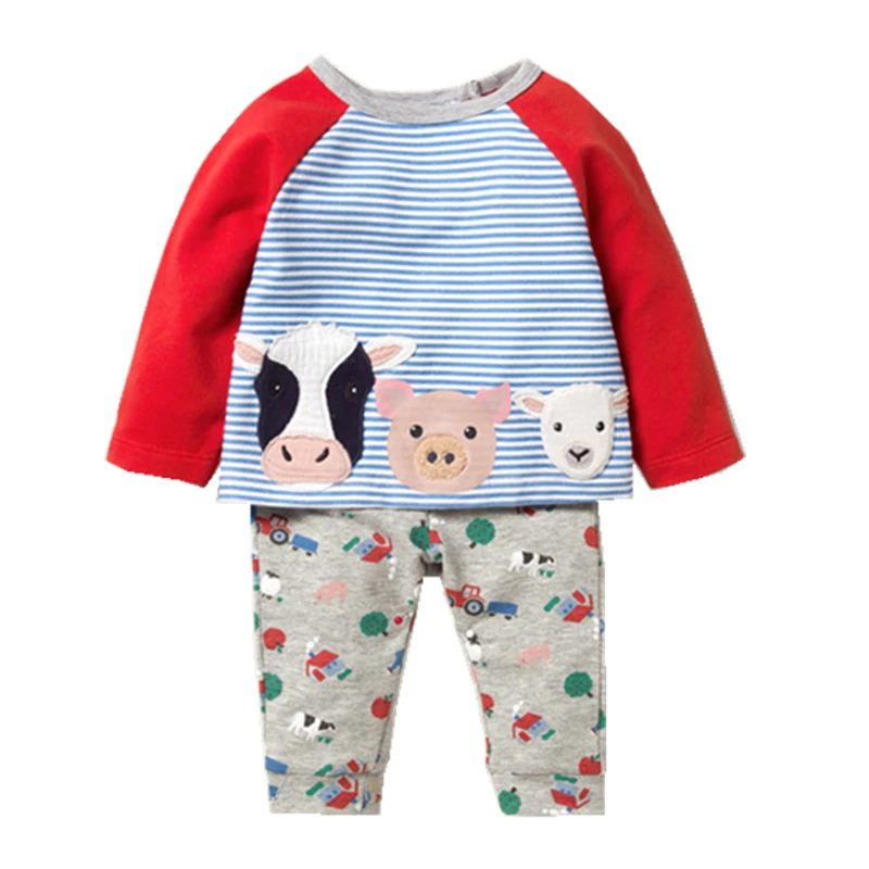 8032 same picture Little maven 2-7Years Осень Кролик Pattern Хлопок Малыш Девушка Комплект Одежды детская Осень Бутик Наряды Комплекты Для Ребенка - Цвет: 8032 same picture