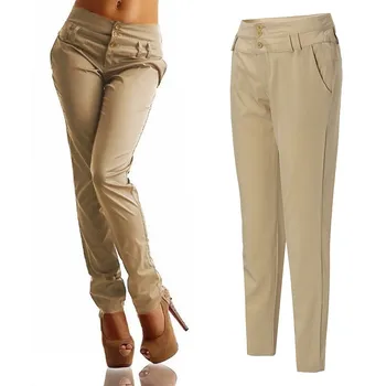 

Elegant Pencil Pants Women's High Waist Tunip 2020 ZANZEA Casual Solid Long Pantalon Palazzo Female Button Plus Size Trousers