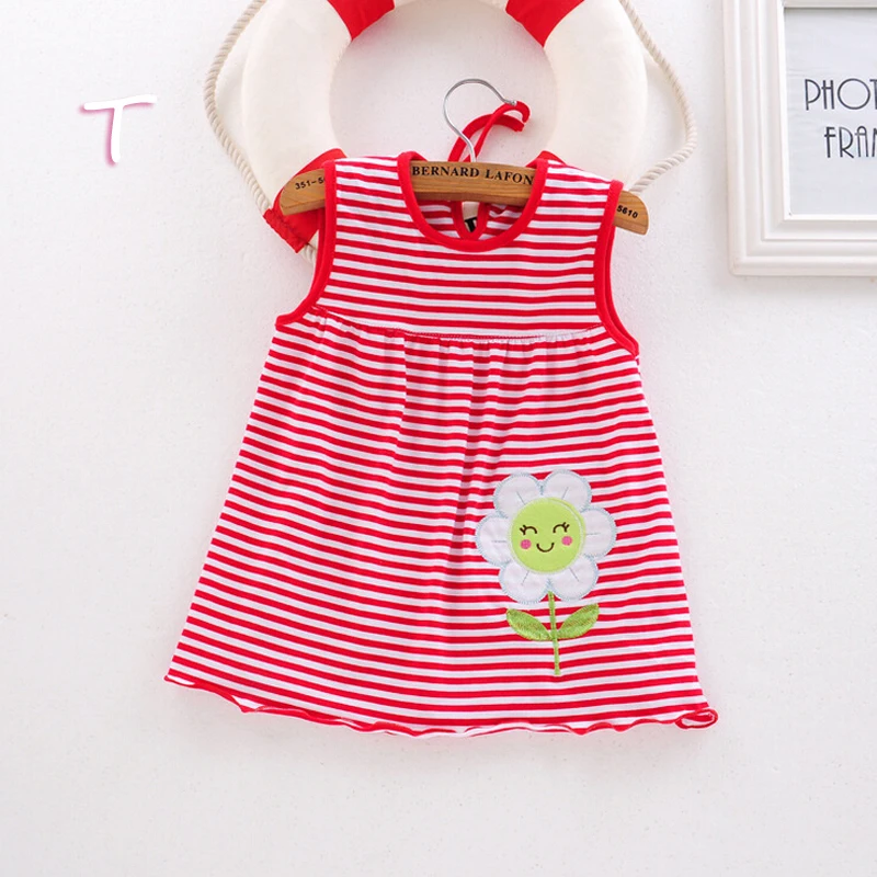 Г. Милое платье для маленьких девочек, Vestido infantil хлопковые платья трапециевидной формы без рукавов Повседневная одежда мини-принцессы от 0 до 24 месяцев - Color: T