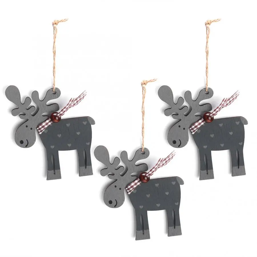 Christmas Ornaments Christmas Tree Decor Wood Painted Elk Pendant Xmas Party Decor Deer Pendants Christmas Decoration for Home