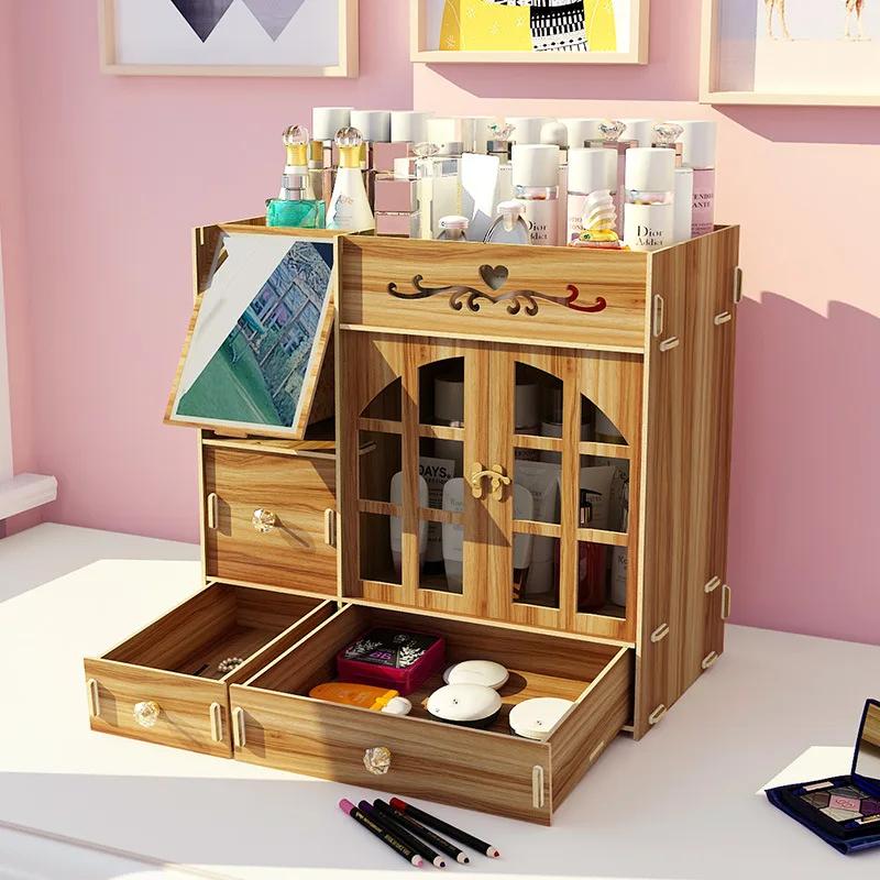 

New Large capacity Drawer organizer Multi-function Cosmetic storage drawers Wooden storage cabinet creative Makeup storage rack